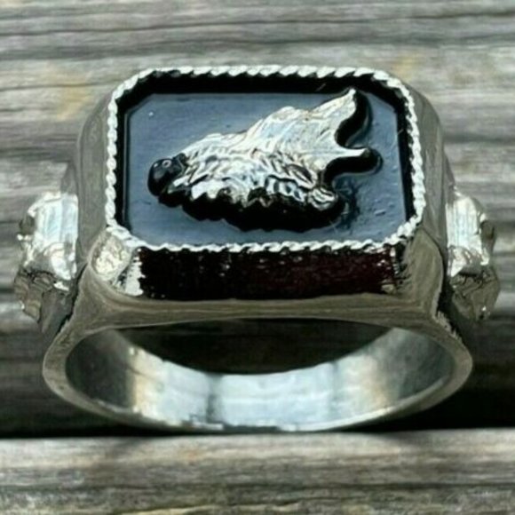 Men Ring Silver Tone Fashion Jewelry Rings Unisex Ring Size 10.5 - Picture 1 of 12